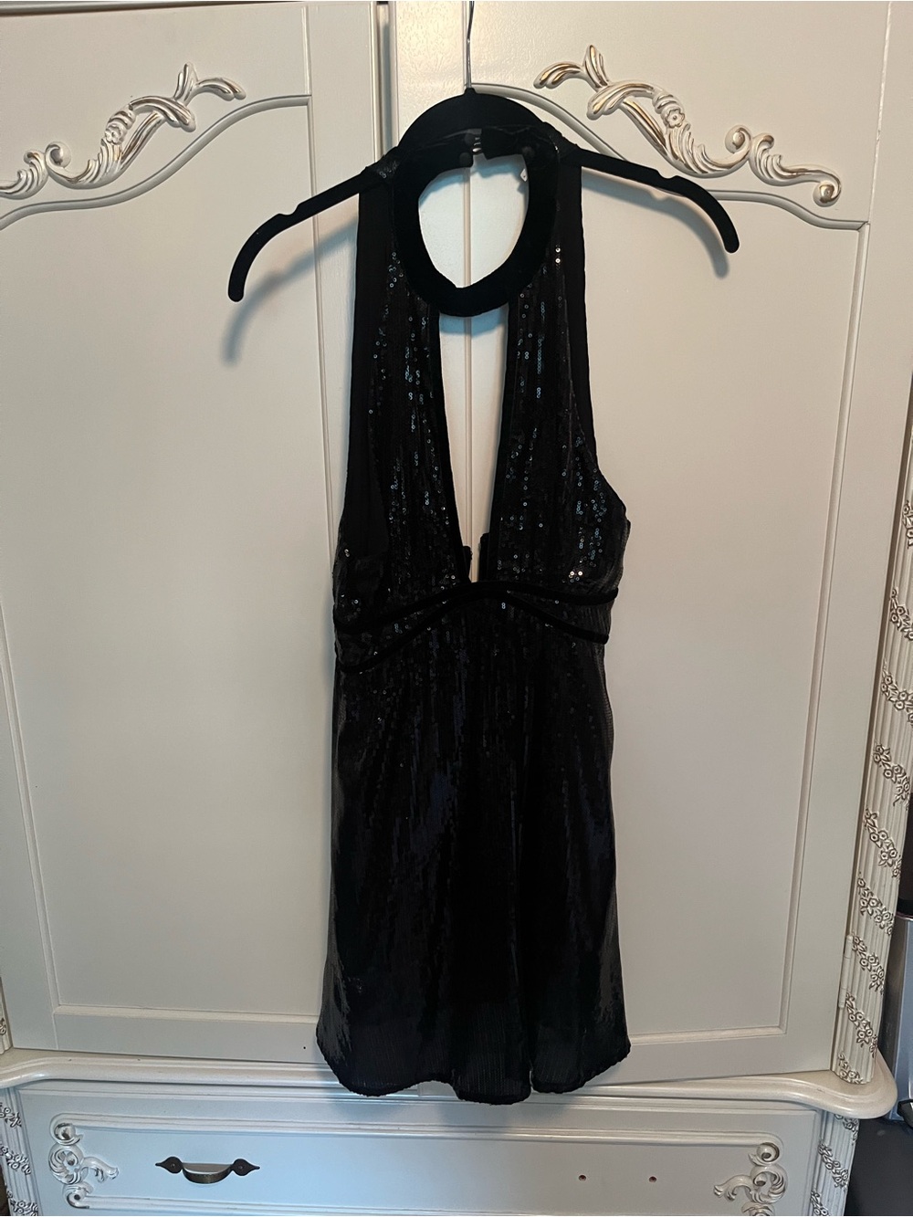 Free people black sequin open back halter dress - Picture 2 of 3